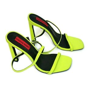 London Rebel Strappy Heeled Open Toe Neon Sandals